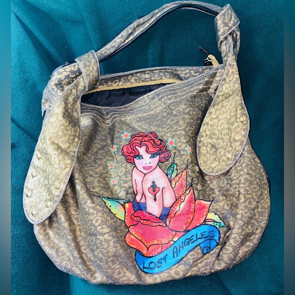 Vintage Large Sac Purse with Gold Accents and Rhinestones